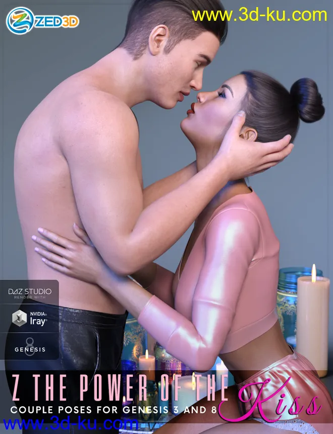 Z The Power of The Kiss Romantic Poses for Genesis 3 and 8模型的图片1