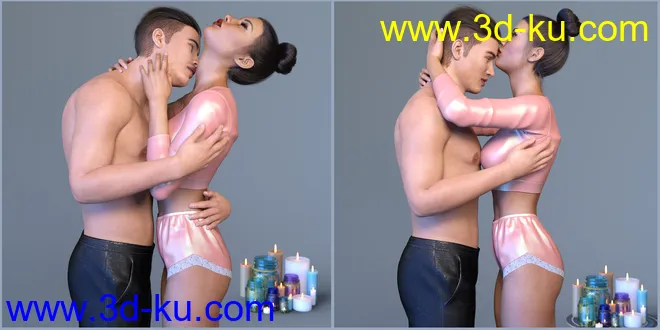 Z The Power of The Kiss Romantic Poses for Genesis 3 and 8模型的图片4