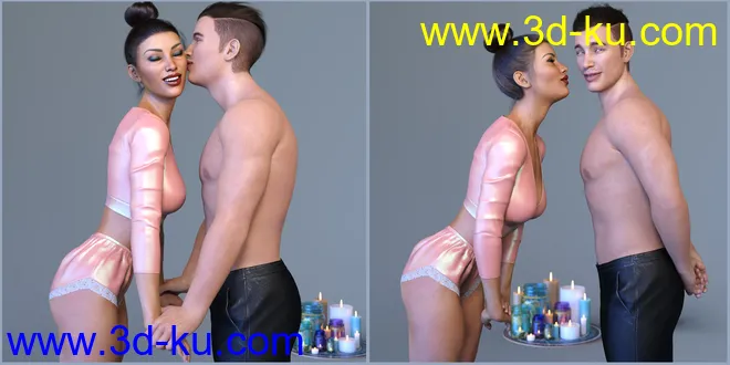 Z The Power of The Kiss Romantic Poses for Genesis 3 and 8模型的图片5