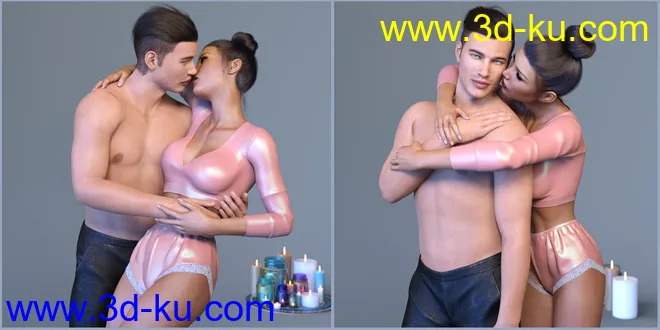 Z The Power of The Kiss Romantic Poses for Genesis 3 and 8模型的图片6