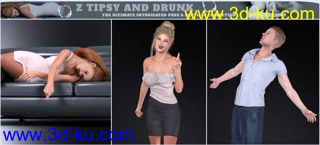 Z Tipsy and Drunk Poses and Expressions for Genesis 3 and 8模型的图片4