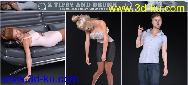 Z Tipsy and Drunk Poses and Expressions for Genesis 3 and 8模型的图片5