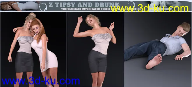 Z Tipsy and Drunk Poses and Expressions for Genesis 3 and 8模型的图片6