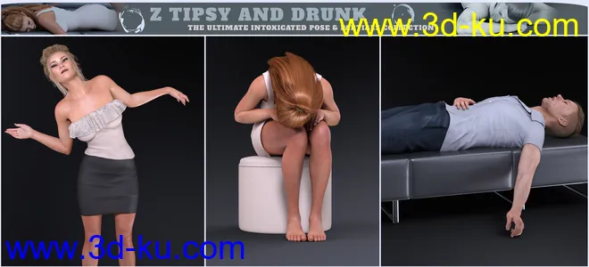 Z Tipsy and Drunk Poses and Expressions for Genesis 3 and 8模型的图片10