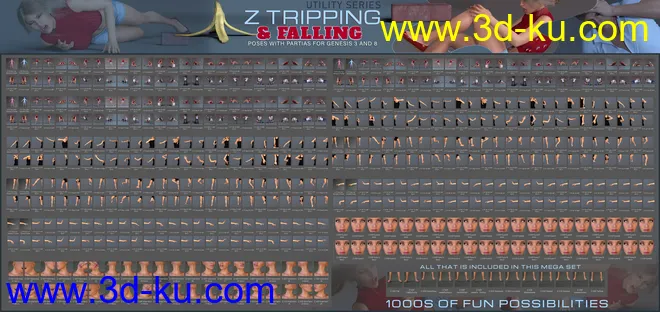 Z Tripping and Falling Pose Partials Mega Set模型的图片10