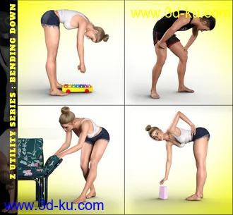 3D打印模型Z Utility Bending Down Poses and Partials for Genesis 3 and 8的图片