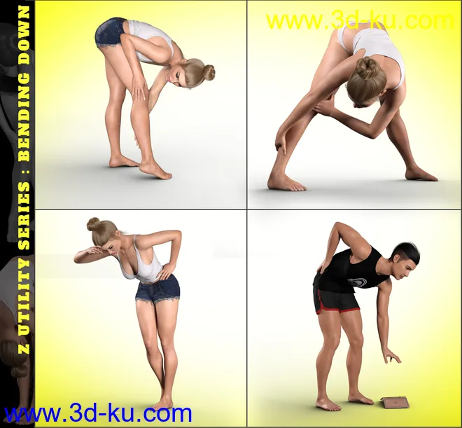 Z Utility Bending Down Poses and Partials for Genesis 3 and 8模型的图片6