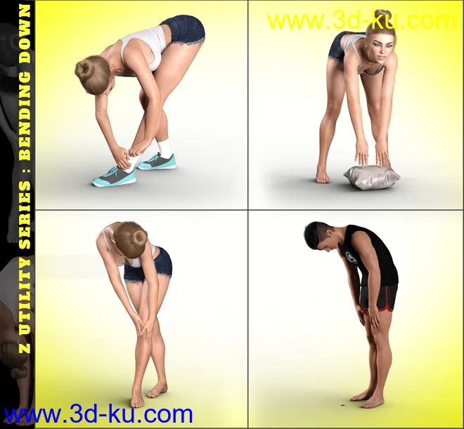 Z Utility Bending Down Poses and Partials for Genesis 3 and 8模型的图片8