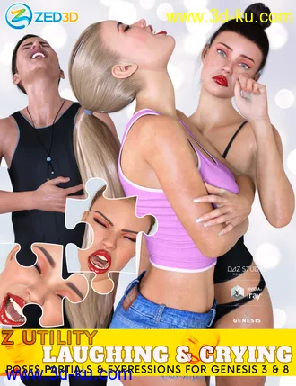 3D打印模型Z Utility Laughing and Crying Poses and Expressions for Genesis 3 and 8的图片