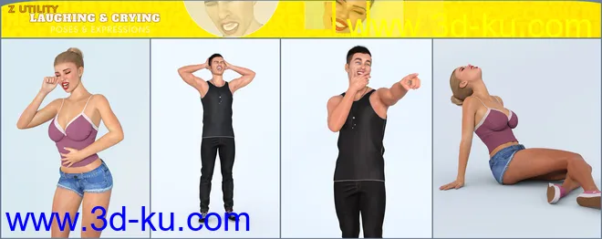 Z Utility Laughing and Crying Poses and Expressions for Genesis 3 and 8模型的图片4