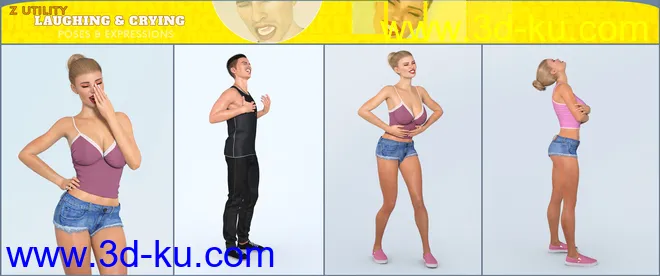 Z Utility Laughing and Crying Poses and Expressions for Genesis 3 and 8模型的图片5