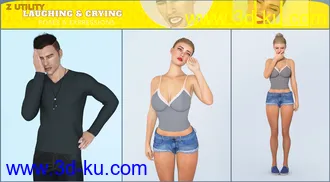 3D打印模型Z Utility Laughing and Crying Poses and Expressions for Genesis 3 and 8的图片