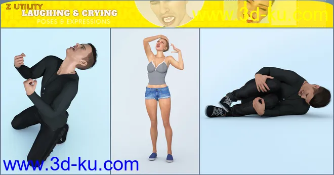 Z Utility Laughing and Crying Poses and Expressions for Genesis 3 and 8模型的图片8