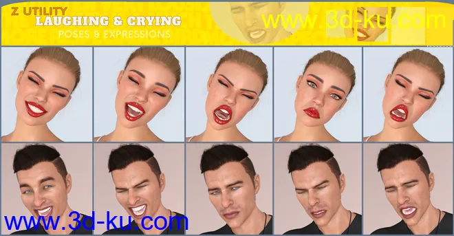 Z Utility Laughing and Crying Poses and Expressions for Genesis 3 and 8模型的图片9