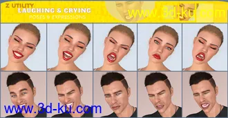 3D打印模型Z Utility Laughing and Crying Poses and Expressions for Genesis 3 and 8的图片