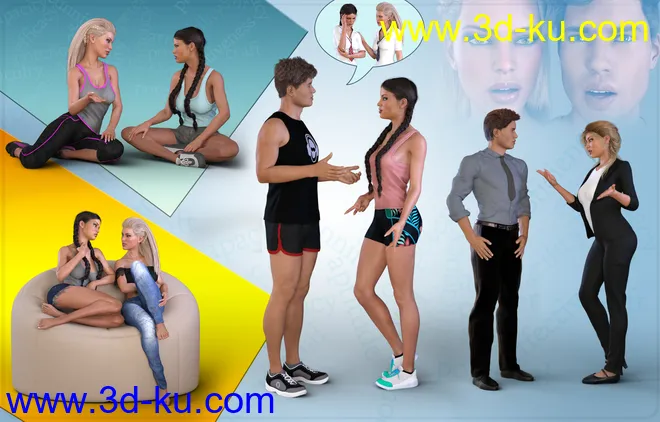 Z Utility Series - Conversation - Poses, Partials and Expressions for Genesis 3 & 8模型的图片4