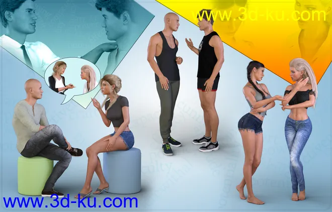 Z Utility Series - Conversation - Poses, Partials and Expressions for Genesis 3 & 8模型的图片5