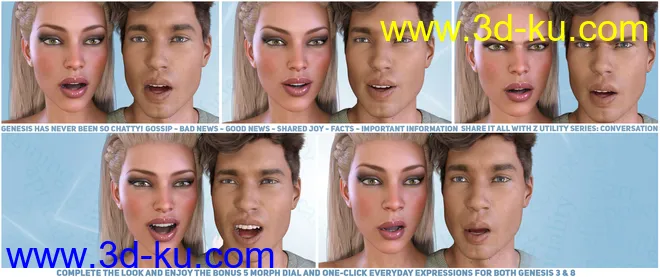 Z Utility Series - Conversation - Poses, Partials and Expressions for Genesis 3 & 8模型的图片7