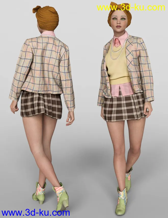 3 dForce Vintage Outfits for Genesis 8 Female模型的图片4