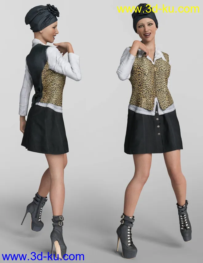 3 dForce Vintage Outfits for Genesis 8 Female模型的图片6
