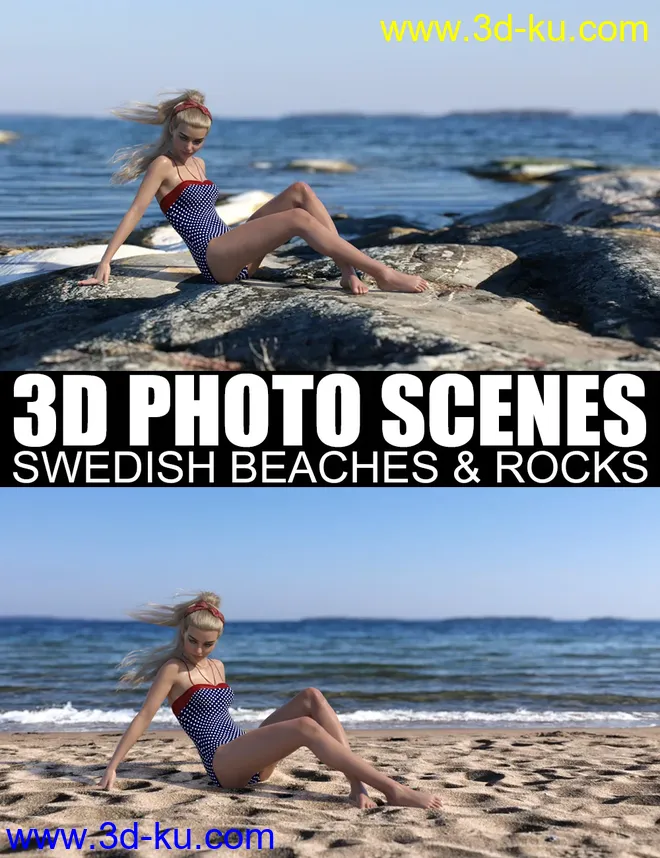 3D Photo Scenes - Swedish Beaches And Rocks模型的图片1