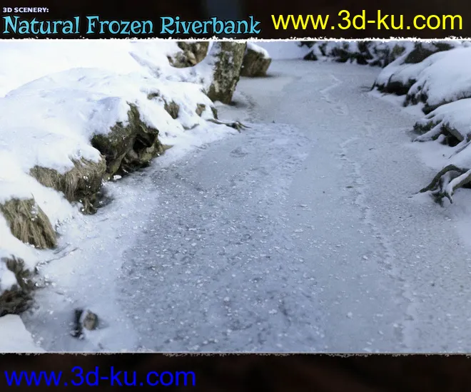 3D Scenery - Frozen Natural Riverbank模型的图片1