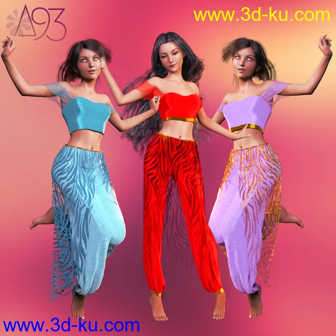 a93 - dForce Arabian Nights Outfit for G8F模型的图片1
