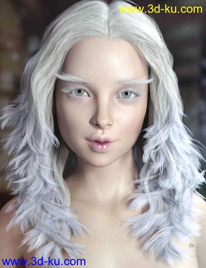 Addison Hair and Brows for Genesis 3 & 8 Female(s)模型的图片1