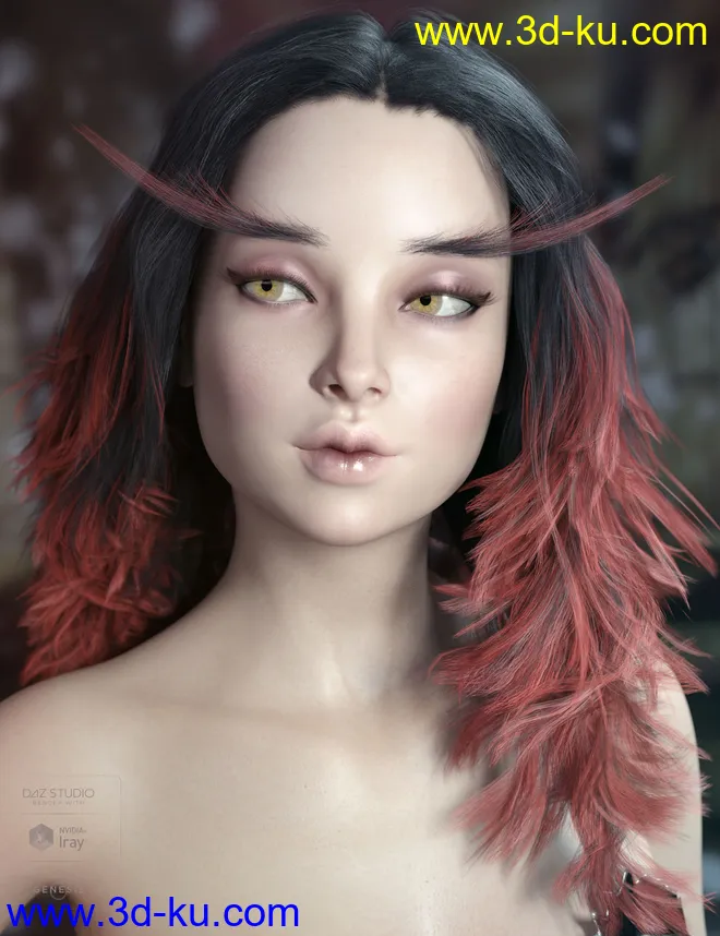 Addison Hair and Brows for Genesis 3 & 8 Female(s)模型的图片4