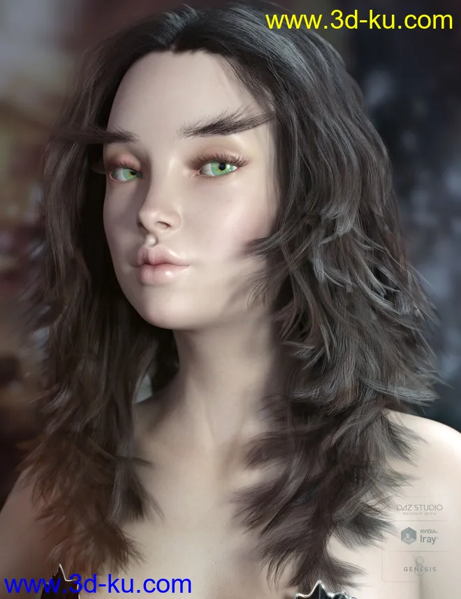 Addison Hair and Brows for Genesis 3 & 8 Female(s)模型的图片5