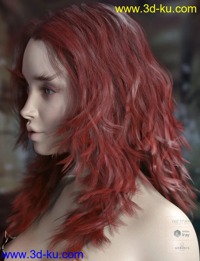 Addison Hair and Brows for Genesis 3 & 8 Female(s)模型的图片7