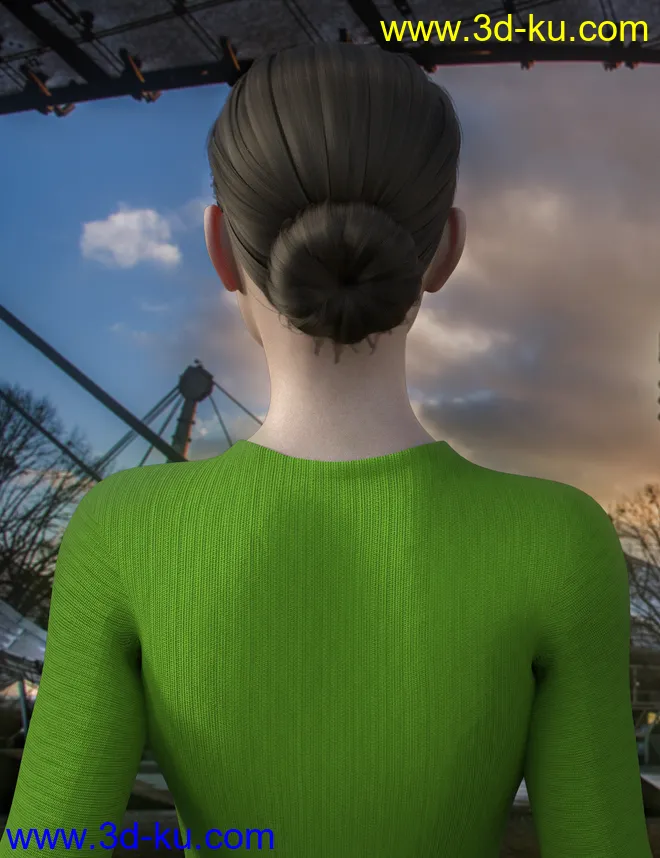 Adia Hair for CJ 8 and Genesis 8 Female(s)模型的图片3