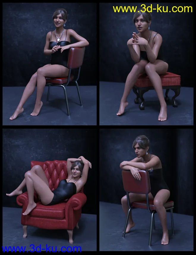 Advanced Seated Poses For Genesis 8 Female模型的图片5
