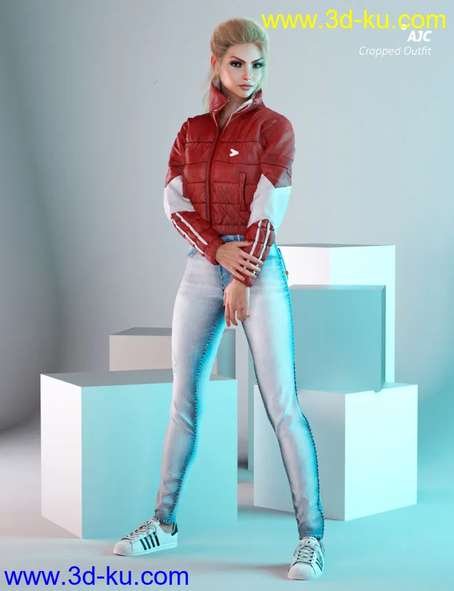 AJC Cropped Style Outfit For Genesis 8 Female(s)模型的图片1