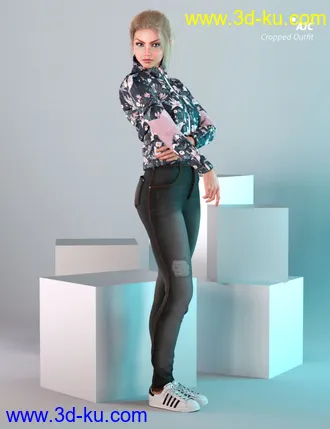 3D打印模型AJC Cropped Style Outfit For Genesis 8 Female(s)的图片