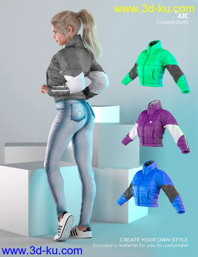 AJC Cropped Style Outfit For Genesis 8 Female(s)模型的图片4