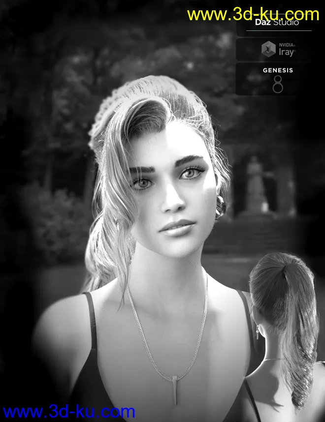 Alyssa PonyTail Hair for Genesis 8 Female(s)模型的图片1