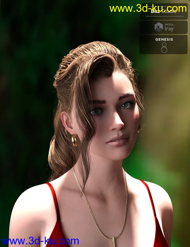 Alyssa PonyTail Hair for Genesis 8 Female(s)模型的图片2