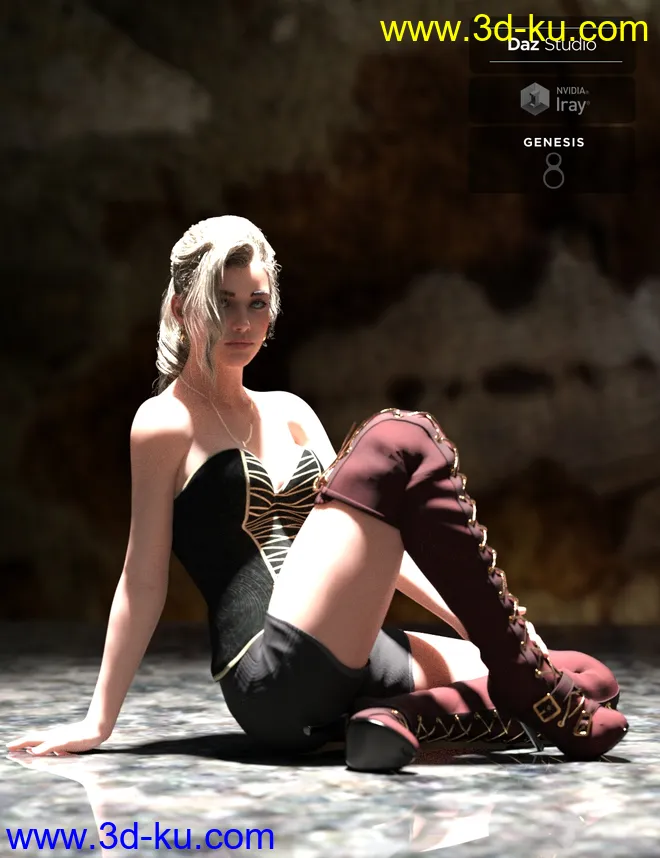 Alyssa PonyTail Hair for Genesis 8 Female(s)模型的图片3