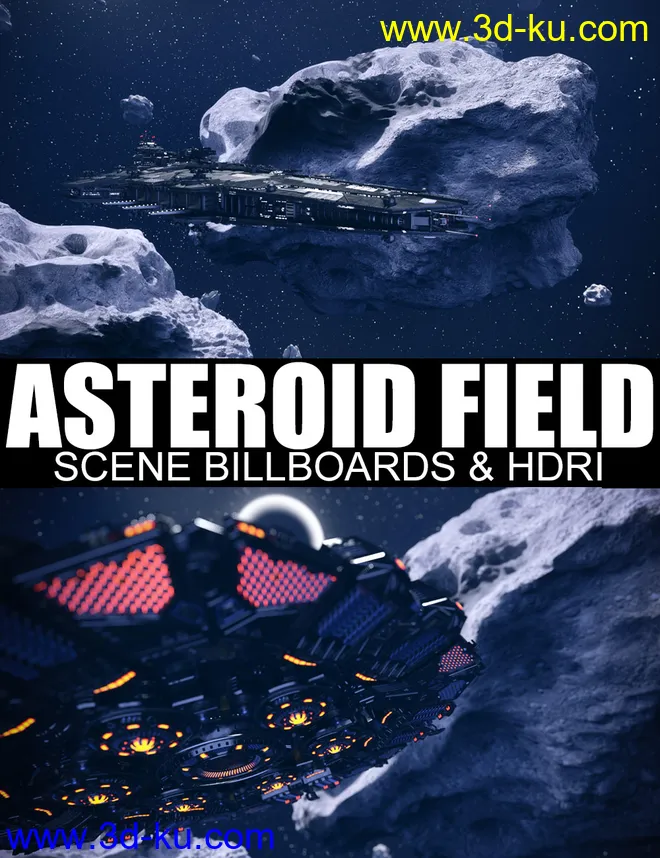 Asteroid Field Scene Billboards and HDRI模型的图片1