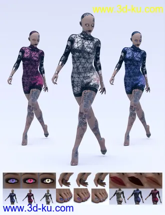 Battleworn Female Bot - Genesis 3 and 8 Female Texture Set模型的图片8