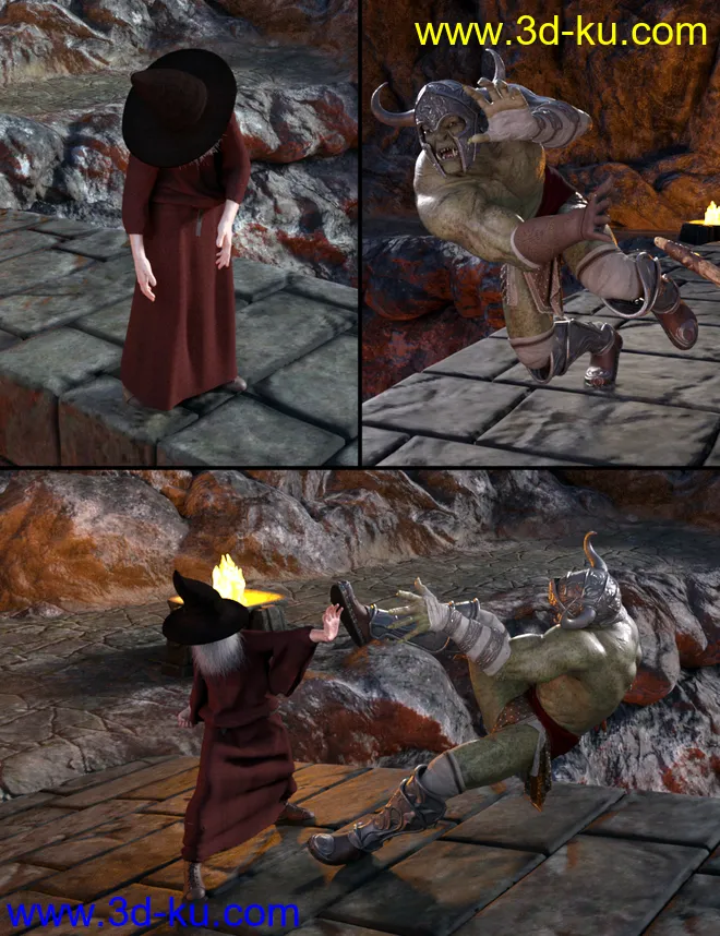 Beneath Fire Mountain Poses Genesis 8 Male模型的图片6
