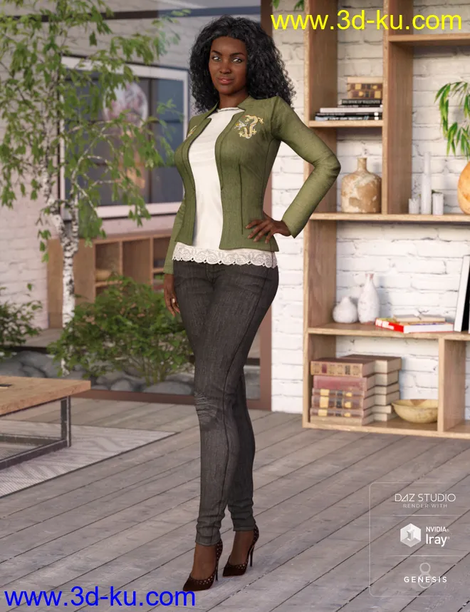 Blazer and Skinny Jeans Outfit Textures模型的图片3