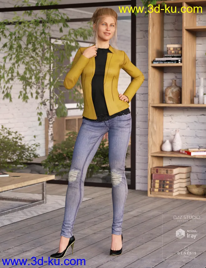 Blazer and Skinny Jeans Outfit Textures模型的图片4