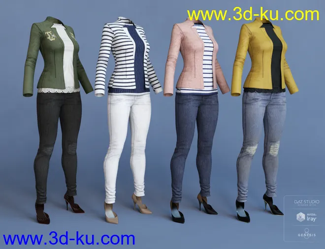 Blazer and Skinny Jeans Outfit Textures模型的图片6