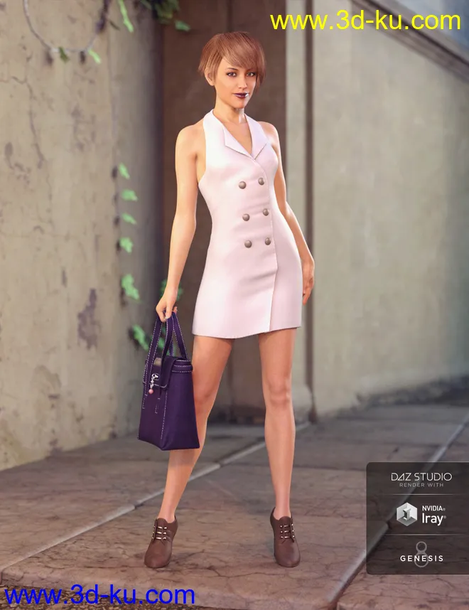 Blazer Dress with Tote Bag Textures模型的图片3