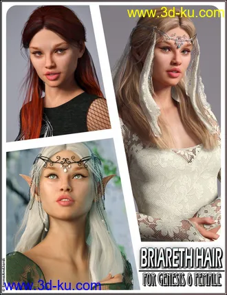 3D打印模型Briareth Hair for Genesis 8 Female(s)的图片