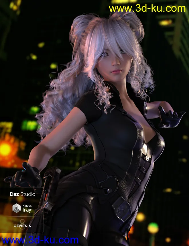 Bunny Hair for Genesis 3 and 8 Female(s)模型的图片1