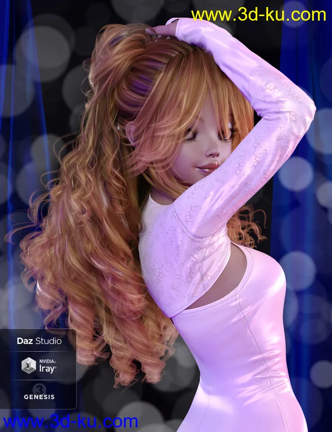 Bunny Hair for Genesis 3 and 8 Female(s)模型的图片4
