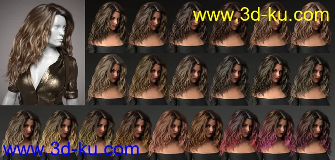 Classic Long Wavy Hair with dForce for Genesis 8 Female(s)模型的图片10